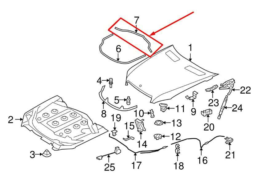 2007-2013 Mercedes-Benz S550 Hood Rear Seal 221-628-00-98 OEM - Alshned Auto Parts