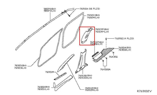14-20 Infiniti QX60 Rear Right Side Upper C-Pillar Trim Cover Panel 76940-3JA0A - Alshned Auto Parts