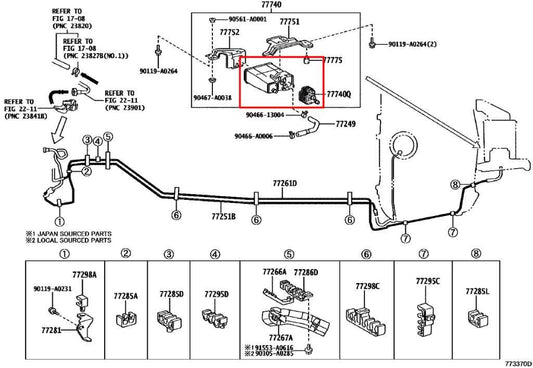 13-18 Toyota Avalon 3.5L Fuel Vapor Evaporator Emission Canister 77740-06180 OEM - Alshned Auto Parts