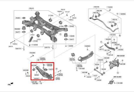 2019-2020 Hyundai Santa Fe Limited Rear Left Lower Control Arm 55210-S1051 OEM - Alshned Auto Parts