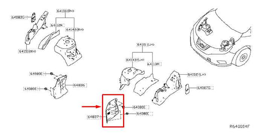 15-24 Nissan Murano Platinum Front Left Hoodledge Splash Shield Guard 648395AA0B - Alshned Auto Parts