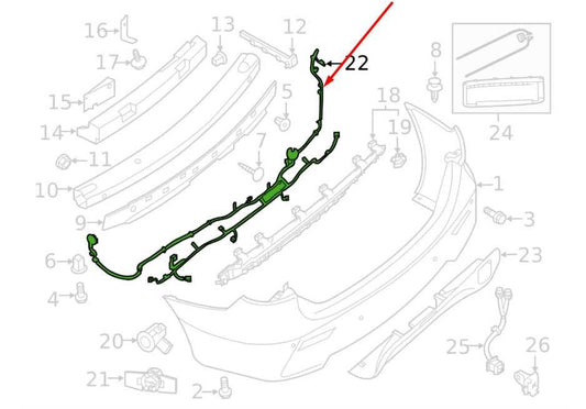 2016-2020 Infiniti QX60 Rear Bumper Wire Harness w/ Park Sensors 24093-9NF0A OEM - Alshned Auto Parts