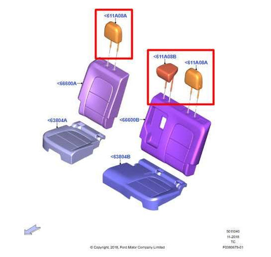 20-22 Ford Escape SEL Rear Right and Left Side 2nd Row Center Seat Headrest Set - Alshned Auto Parts