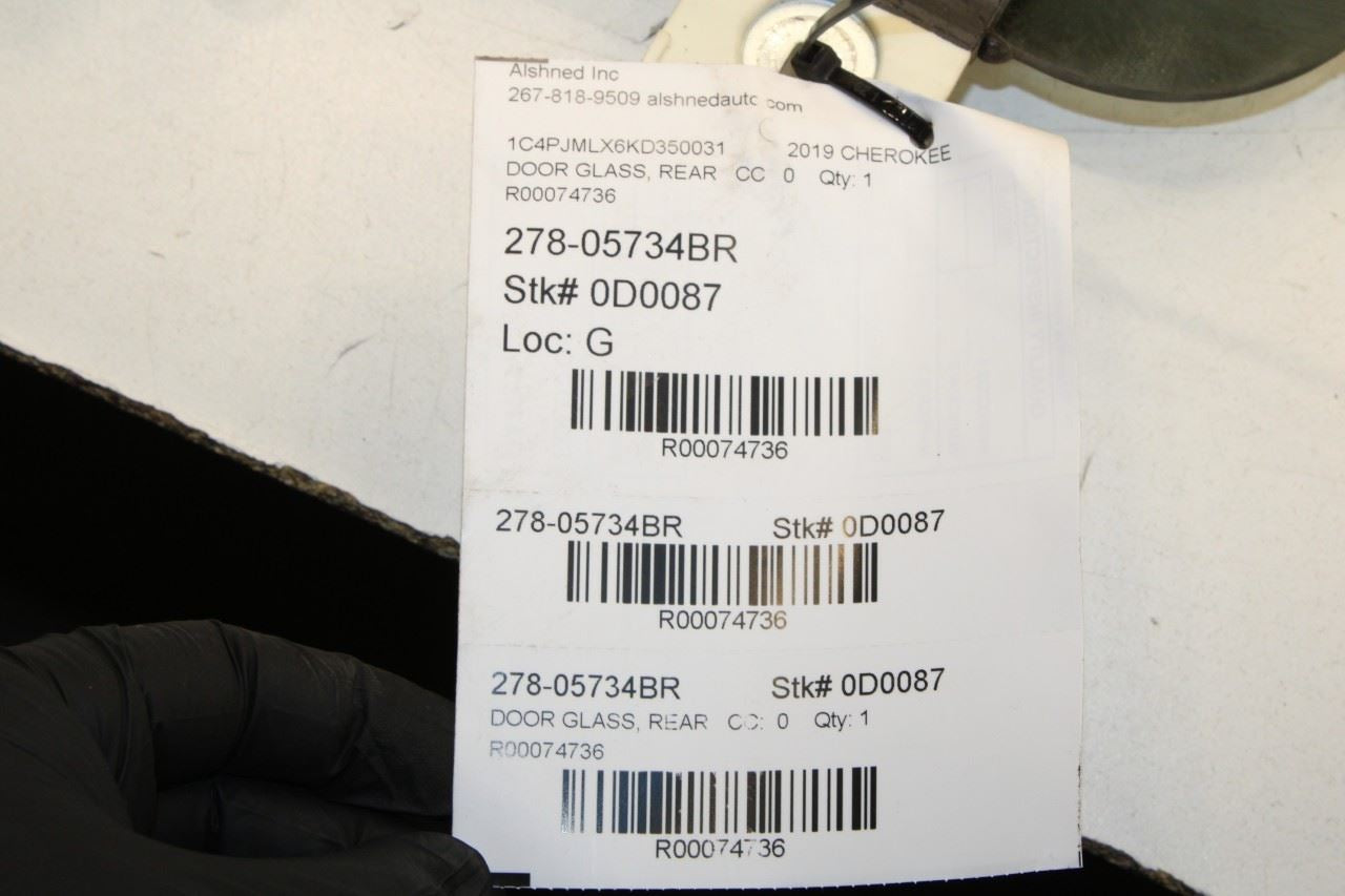 2014-2023 Jeep Cherokee Latitude Rear Right Door Window Glass 68104622AD OEM - Alshned Auto Parts