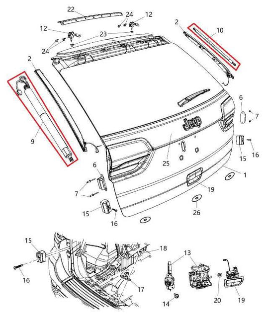 15-21 Jeep Grand Cherokee Summit Rear Right and Left Liftgate Power Lift Strut - Alshned Auto Parts
