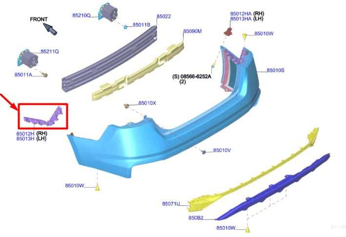 2019-2025 Nissan Altima SL Rear Left Side Bumper Cover Lower Bracket 85221-6CA0A - Alshned Auto Parts