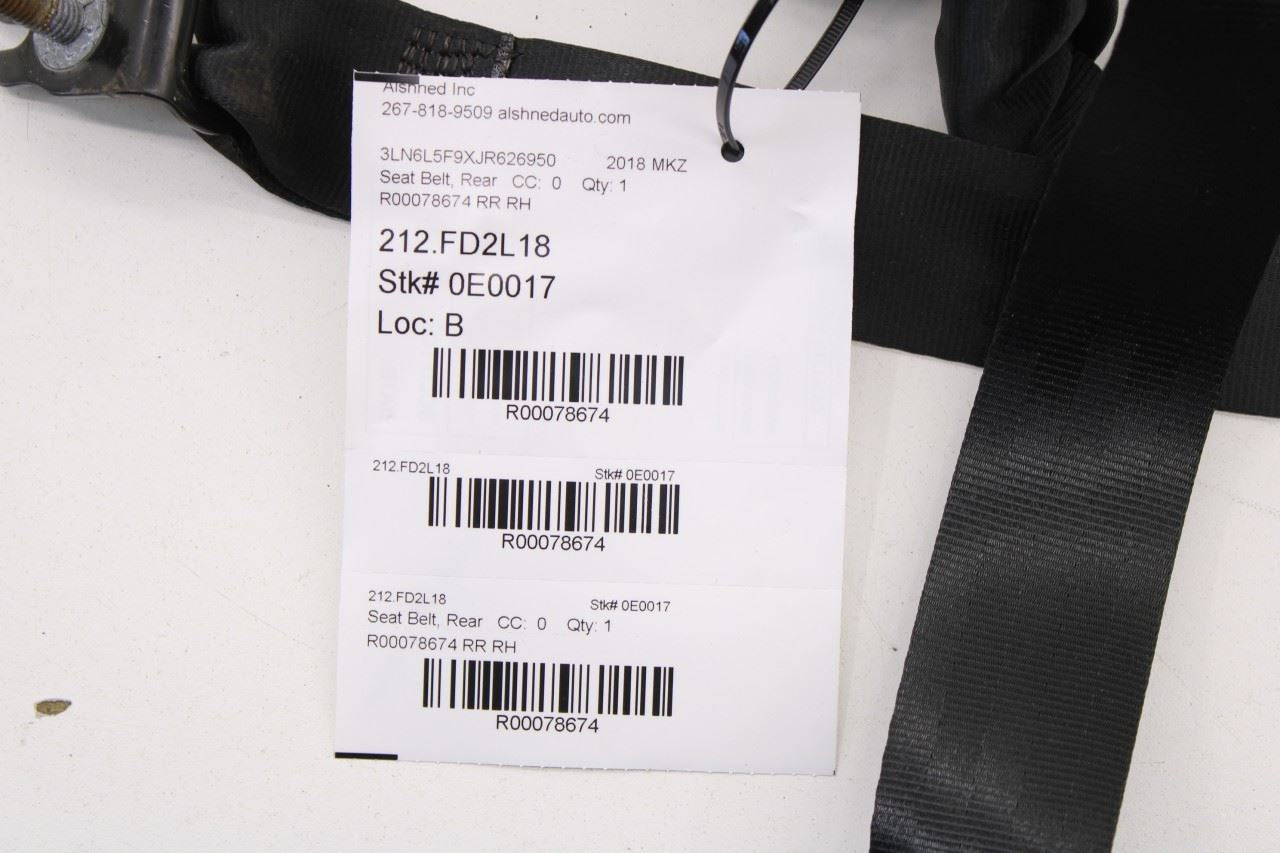 17-20 Lincoln MKZ Reserve Rear Passenger Right Side 2nd Row Seat Belt Retractor - Alshned Auto Parts