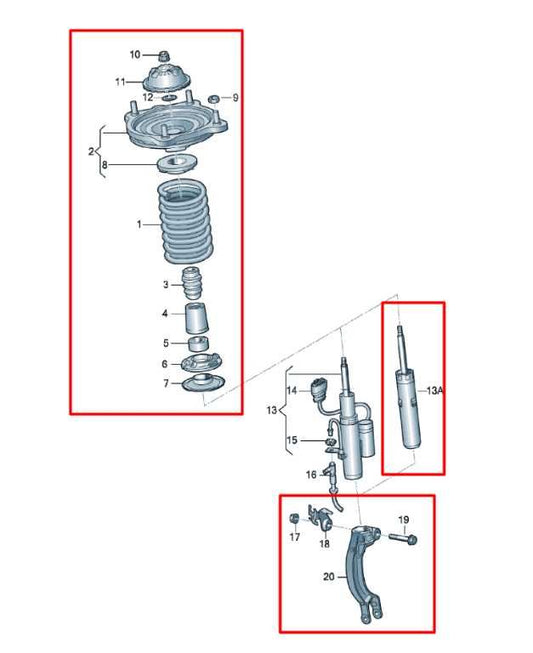 12-18 Audi A7 Premium AWD Front Suspension Driver Left Side Shock Strut Absorber - Alshned Auto Parts
