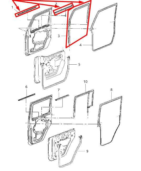 2007-17 Jeep Wrangler Unlimited Sport FR LH Door Run Channel w/ Weatherstrip Set - Alshned Auto Parts