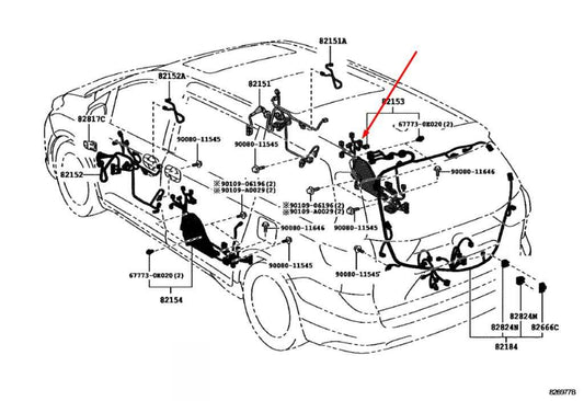 2017-2020 Toyota Sienna LE Rear Right Side Slide Door Wire Harness 82053-08041 - Alshned Auto Parts