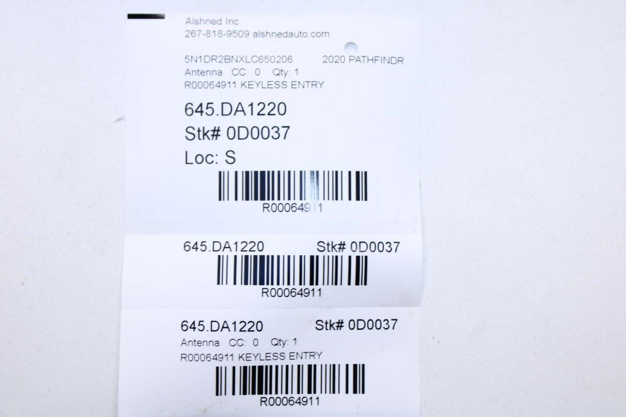 13-2020 Nissan Pathfinder SV Smart Keyless Entry Antenna 285E5-JK60A OEM - Alshned Auto Parts