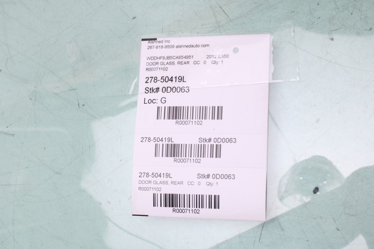 2011-2016 Mercedes-Benz E350 Sport 4MATIC Rear Left Side Door Window Glass - Alshned Auto Parts