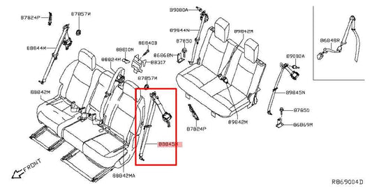 13-20 Nissan Pathfinder SV 3.5L Rear Driver LH Side 2nd Row Seat Belt Retractor - Alshned Auto Parts