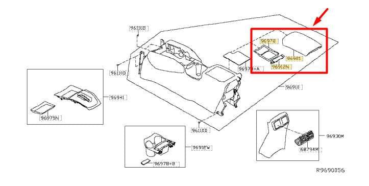 2014-17 Nissan Rogue Center Console Armrest Lid Storage Compartment 96920-4BA3A - Alshned Auto Parts