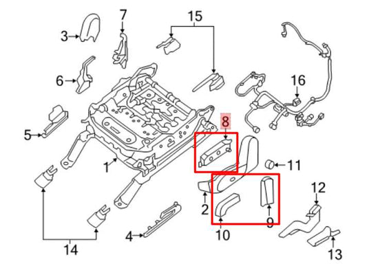 13-20 Nissan Pathfinder SV Front Left Seat Adjustment Control Switch 87066-1AB0A - Alshned Auto Parts