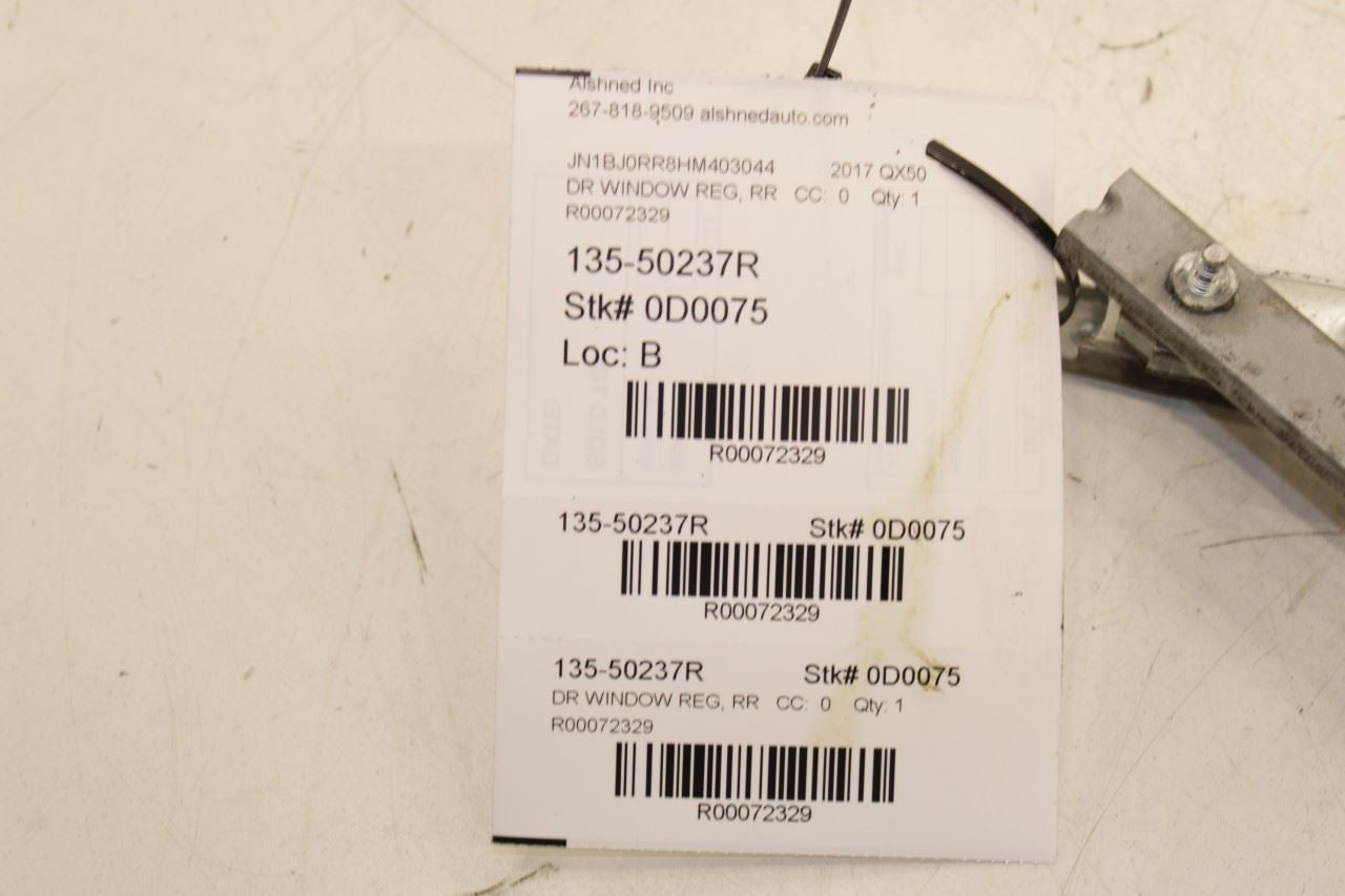 2014-17 Infiniti QX50 Rear Right Side Door Window Regulator w/ Motor 82720-1BA0A - Alshned Auto Parts