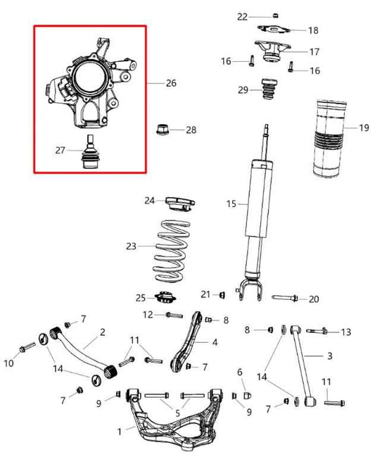 11-15 Dodge Durango SXT AWD Rear Driver Left Side Spindle Knuckle Hub 4877103AD - Alshned Auto Parts