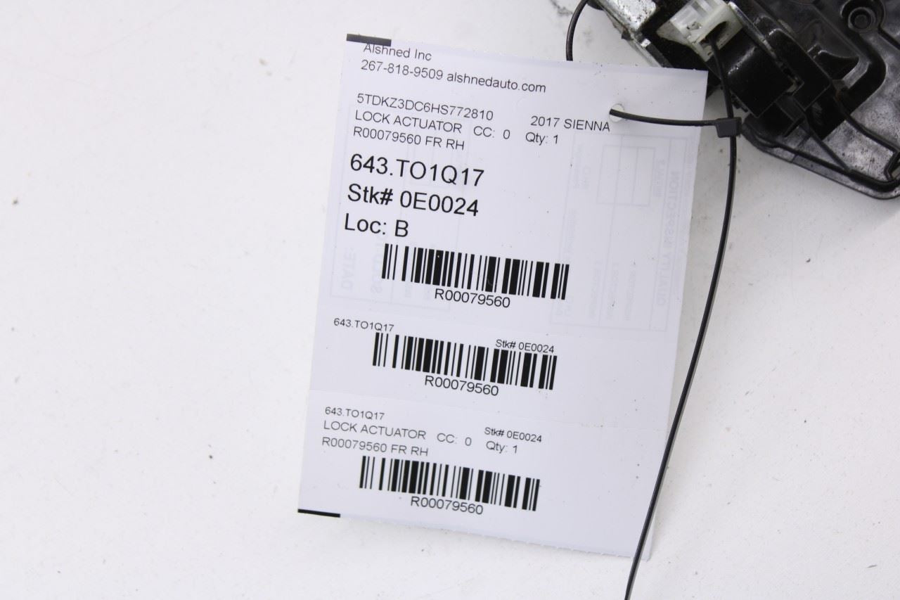 14-24 Toyota Sienna LE Front Passenger Right Side Door Lock Latch Actuator Motor - Alshned Auto Parts