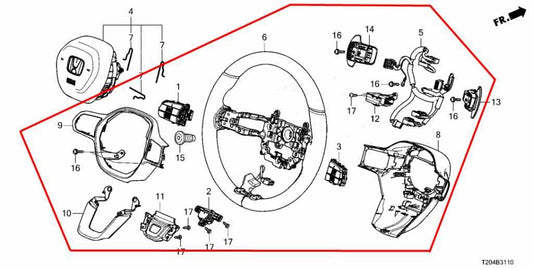 2022-2026 Honda Civic Sport 2.0L FWD Steering Wheel Leather w/ Control Buttons - Alshned Auto Parts