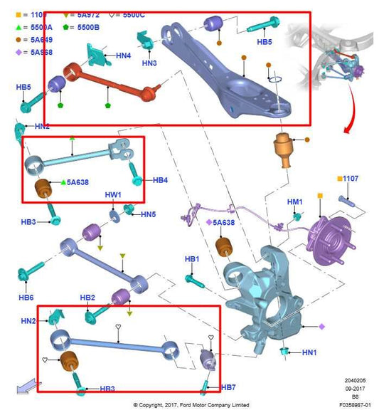 18-24 Ford Expedition 4WD Rear Right Side Lower and Upper Control Arms Set of 4 - Alshned Auto Parts