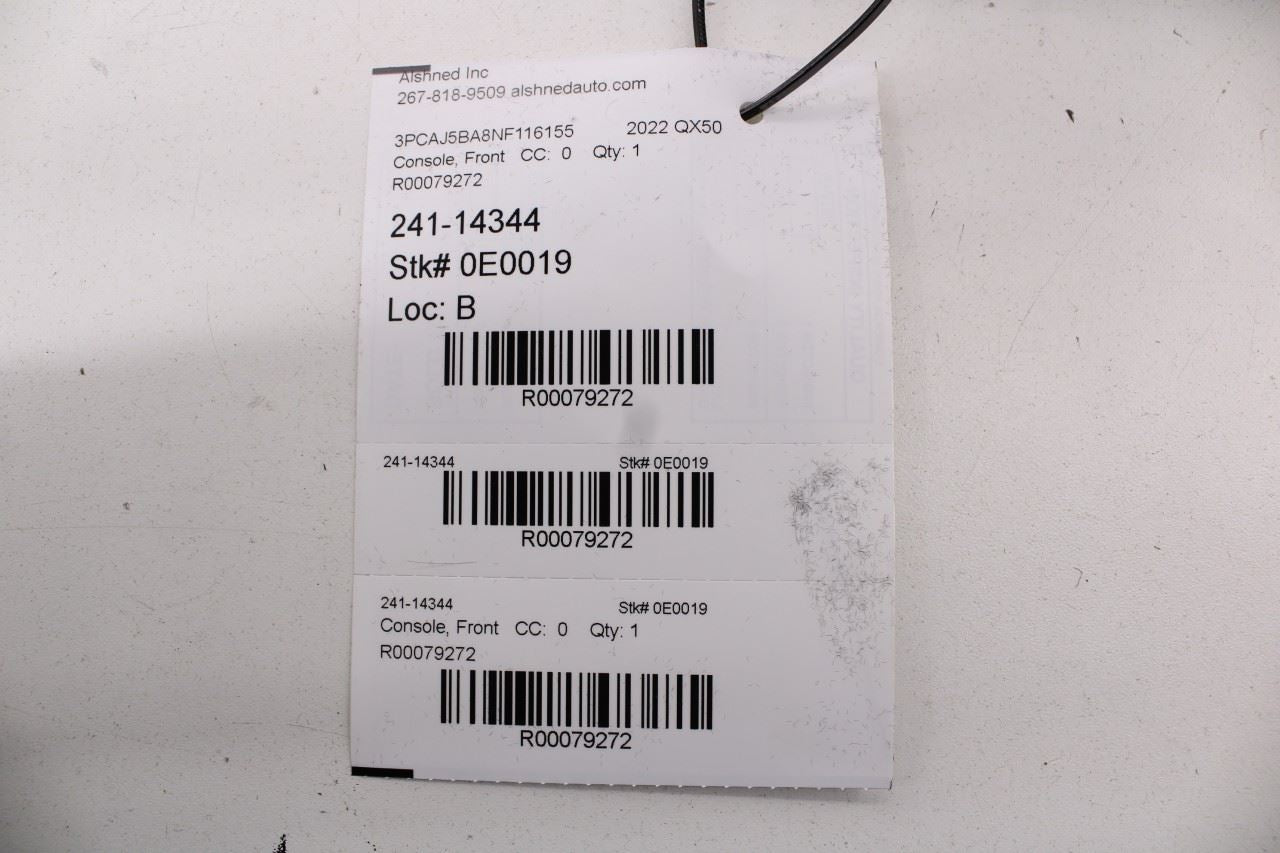 19-25 Infiniti QX50 Luxe Center Floor Console Storage Bin Compartment 18040330X - Alshned Auto Parts