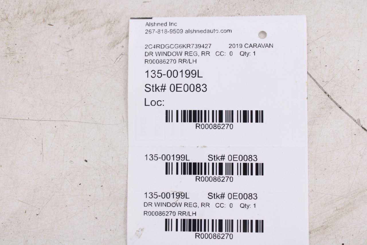 08-20 Dodge Grand Caravan SXT RR Left Door Window Regulator w/ Carrier and Motor15