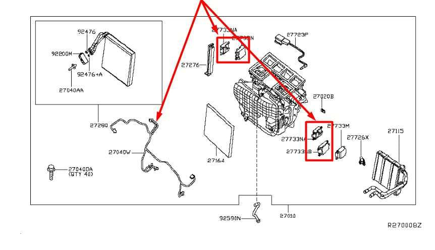 2014-2020 Infiniti QX60 HVAC System Wire Harness with Blend Door Actuator Set1