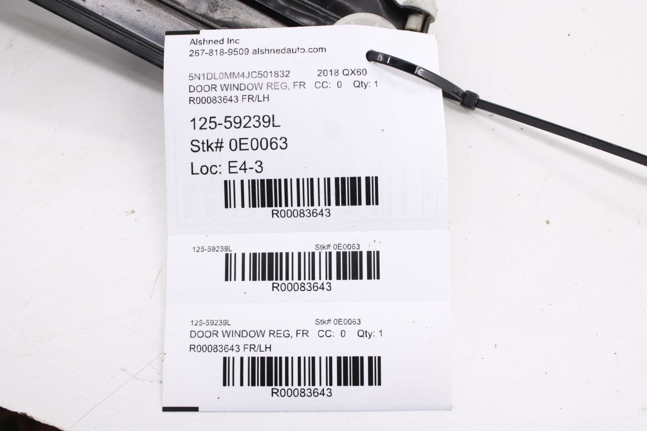 2014-2020 Infiniti QX60 Front Left Driver Side Door Window Regulator w/ Motor9