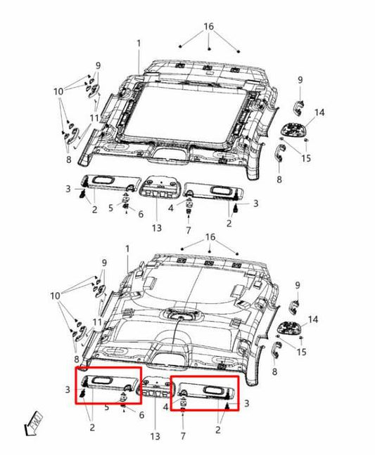 15-18 Jeep Cherokee Limited Front RH LH Side Sun Visor Set w/ Illuminated Mirror - Alshned Auto Parts
