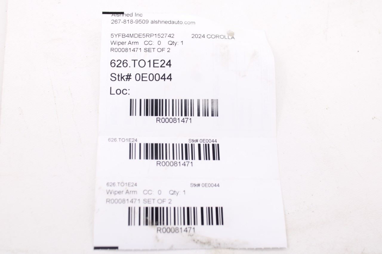 2020-2026 Toyota Corolla LE Front Right and Left Windshield Wiper Arm 852110239011