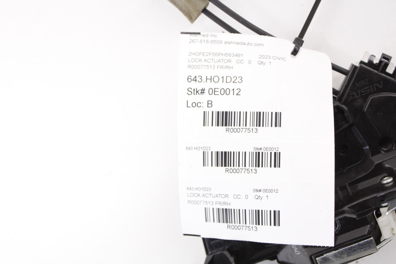 22-2026 Honda Civic Sport Front Right Side Door Lock Latch Actuator 72110TVAA02 - Alshned Auto Parts