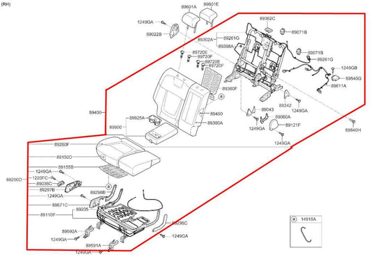 22-23 Hyundai Tucson SEL Rear Right 2nd Row Seat Complete w/ Seat Belt Retractor - Alshned Auto Parts