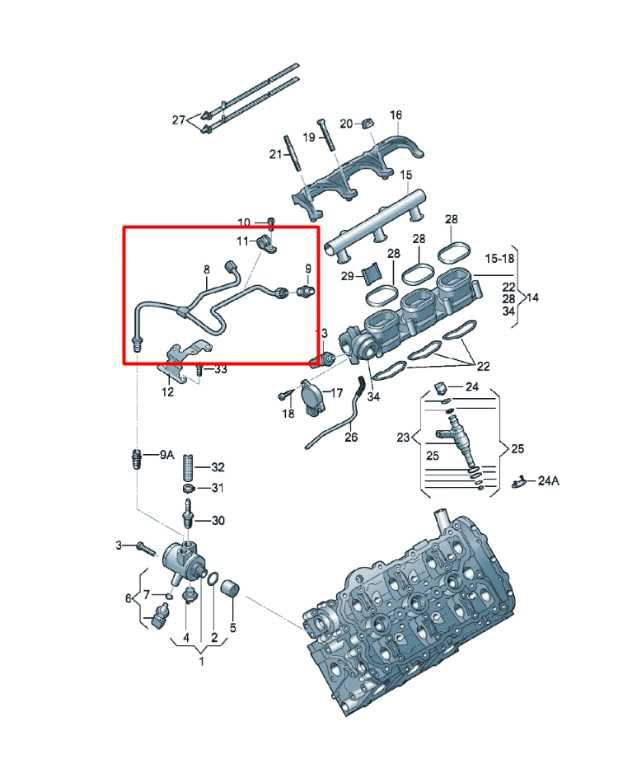 12-15 Audi A7 Premium 3.0L Fuel Rail High Pressure Fuel Line Pipe 06E-127-501-AA1