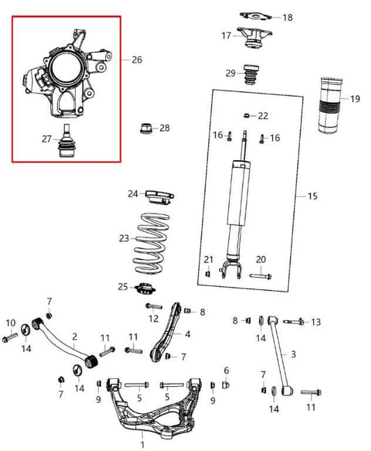 2016-2022 Jeep Grand Cherokee Overland Rear Left Driver Side Spindle Knuckle Hub - Alshned Auto Parts