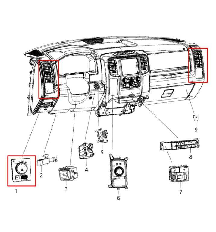 13-18 RAM 2500 Tradesman FR RH and Left Dash Outer Air Vent w/ Headlight Switch - Alshned Auto Parts