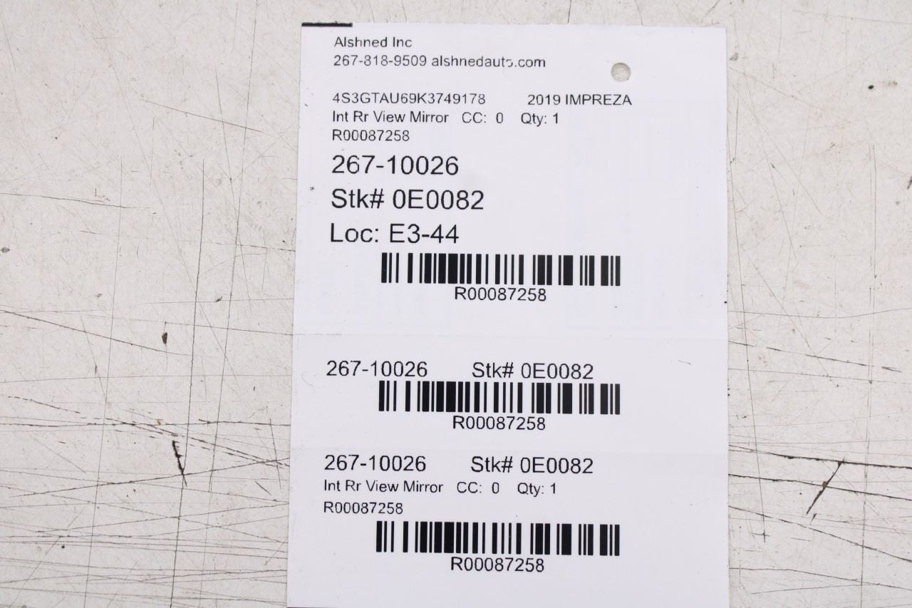 2018-2023 Subaru Impreza 2.0I Limited Inside Rear View Mirror H501SSG305 OEM - Alshned Auto Parts