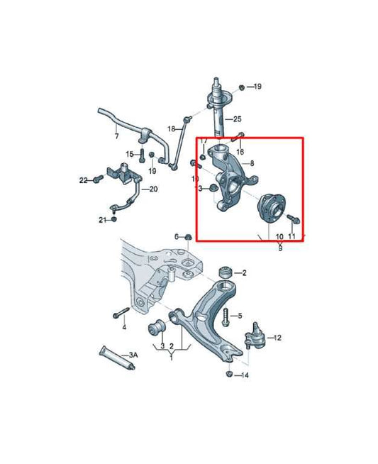 2011-18 Volkswagen Jetta Sport 1.8L FWD Front RH Side Spindle Knuckle Hub *ReaD* - Alshned Auto Parts