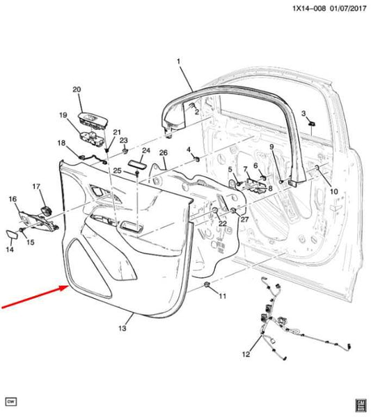 2018-2021 Chevrolet Equinox LT Front Right Side Door Trim Panel 84736140 OEM - Alshned Auto Parts