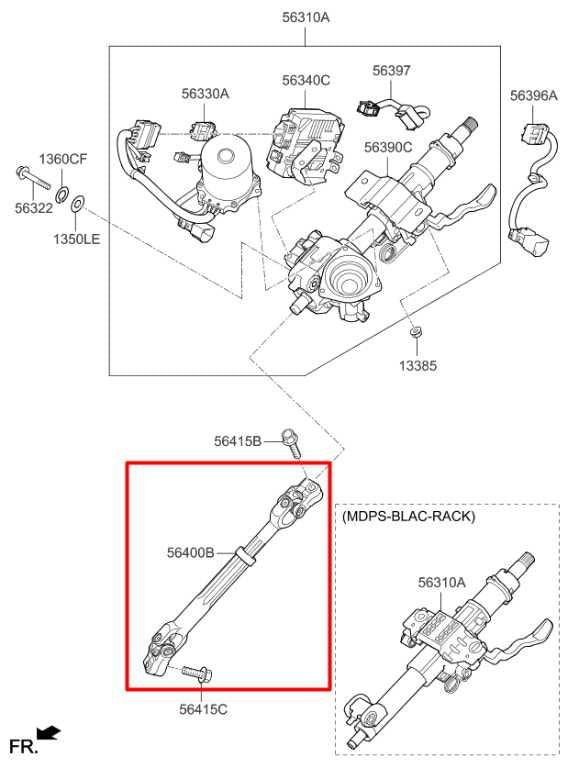 16-18 Kia Optima EX 2.4L FWD Steering Column Intermediate Lower Shaft 56400C10001