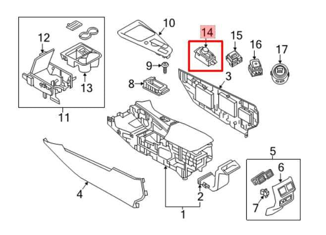 19-25 Infiniti QX50 Luxe FWD Center Console Multifunction Switch 28395-5NA0C OEM - Alshned Auto Parts