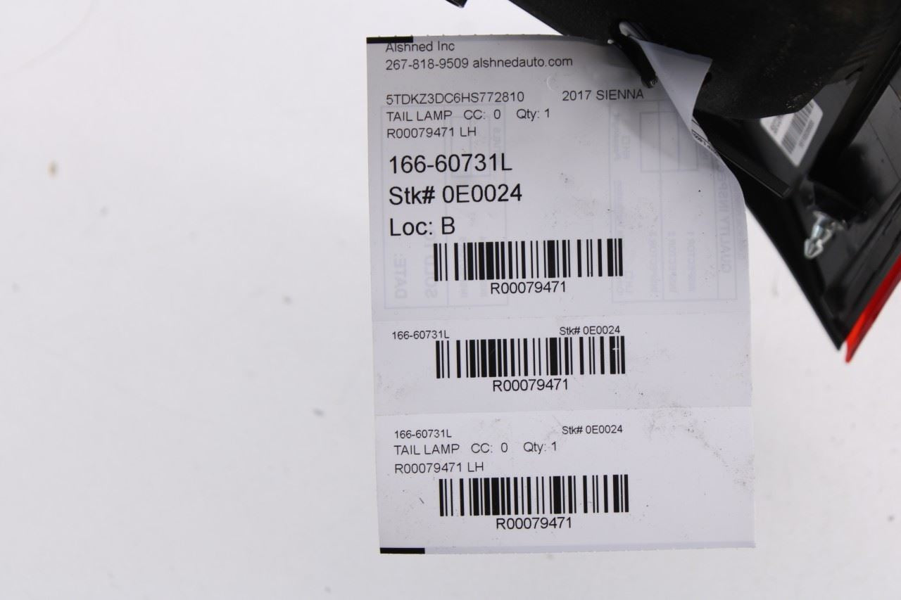 2014-2020 Toyota Sienna LE Rear Left Driver Side Tail Light Lamp 81590-08030 OEM - Alshned Auto Parts
