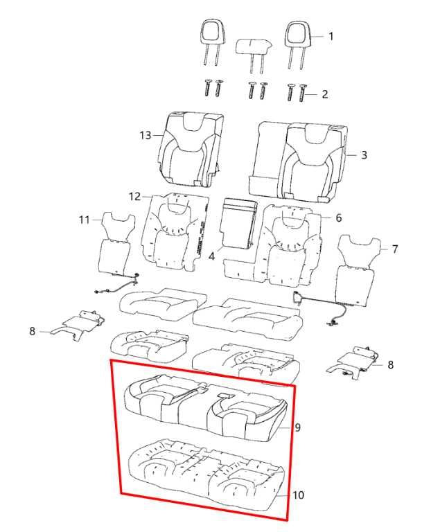 2019-2021 Jeep Cherokee Latitude 3.2L 4WD Rear Seat Bench 2nd Row Lower Cushion - Alshned Auto Parts