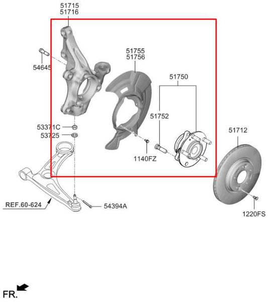 19-21 Hyundai Veloster 2.0L FWD Front Suspension Right Side Spindle Knuckle Hub - Alshned Auto Parts