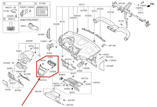 11-17 Hyundai Accent Dash Center Radio Trim Bezel w/ Air Vents and Hazard Switch - Alshned Auto Parts