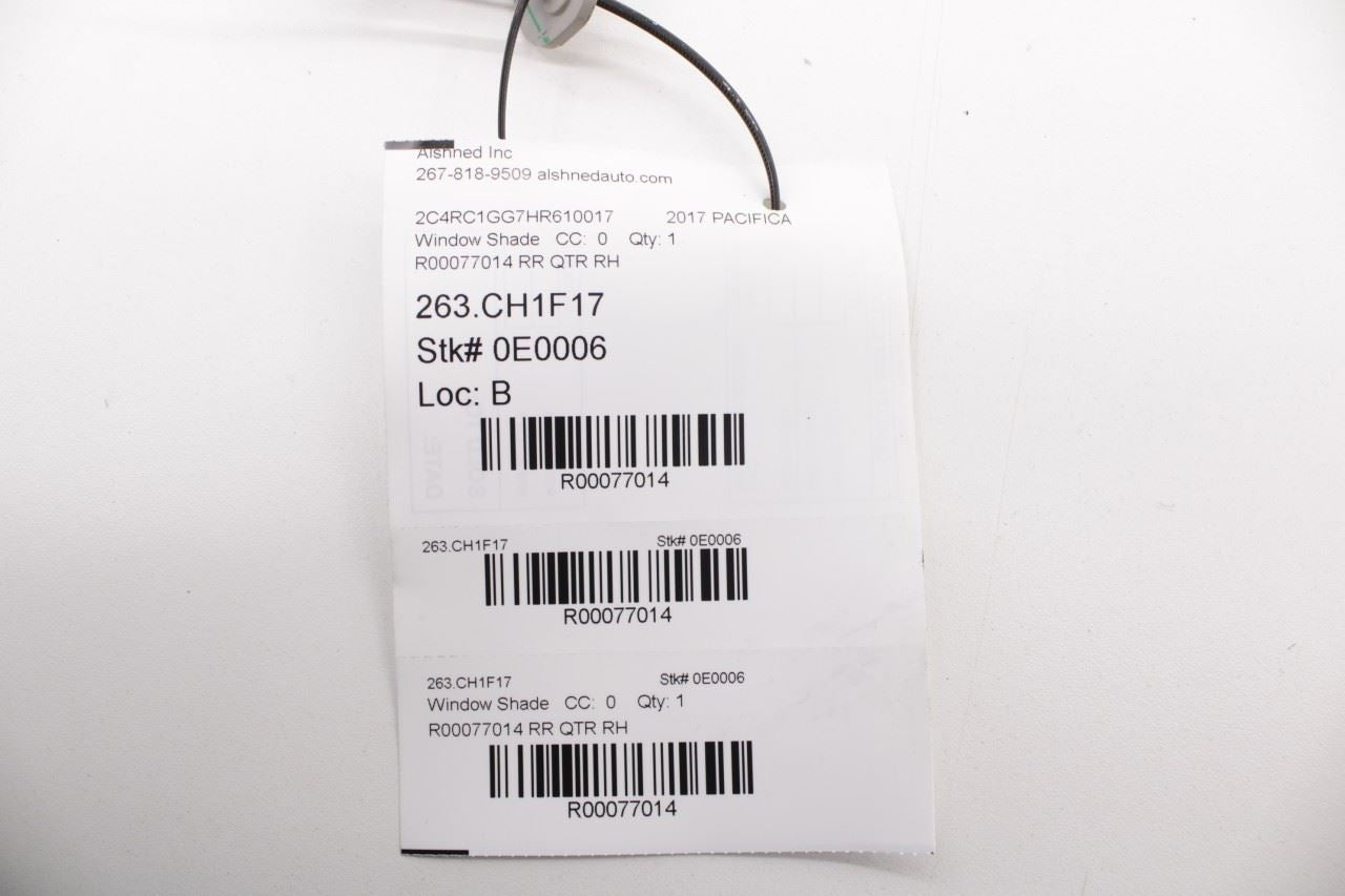 2017-20 Chrysler Pacifica Limited Rear Right Side Quarter Panel Window Sun Shade - Alshned Auto Parts