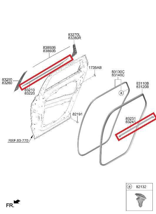 20-26 Hyundai Palisade Limited AWD Rear Left Door Molding Belt Weatherstrip Set1