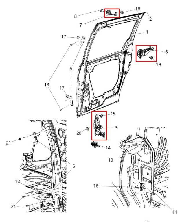2011-2020 Dodge Grand Caravan GT Rear Left Driver Side Sliding Door Hinge Set1