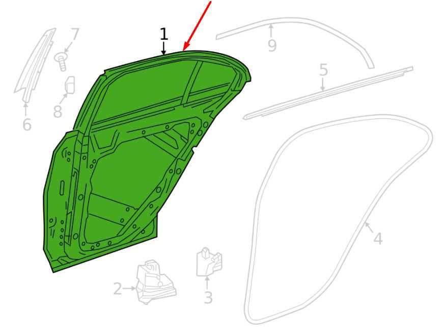 2015-2021 Mercedes-Benz C300 4Matic Rear Left Side Door Shell Panel 2057300105642