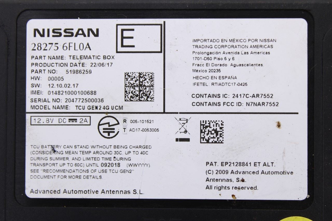 2017-2018 Infiniti QX60 Transceiver Telematics Communication Control Module OEM1