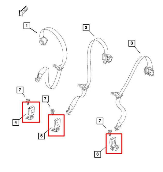 15-23 Jeep Renegade Sport Rear Right and LH Center 2nd Row Seat Belt Buckle Set - Alshned Auto Parts